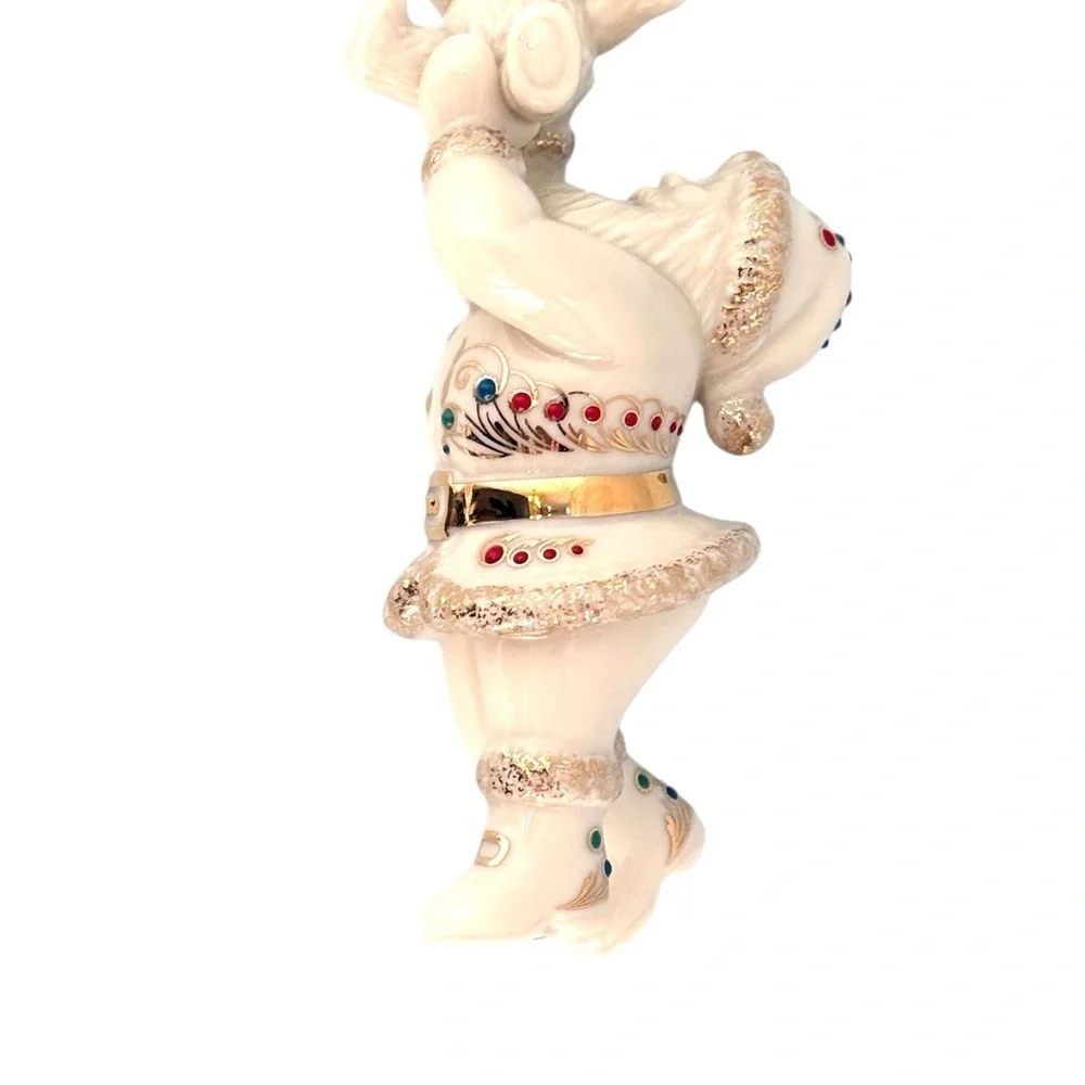 Lenox Vintage Santa & Teddy Festive Ornament in Cream/Gold Christmas Holiday EUC